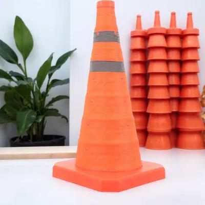 Road Traffic Cone - กรวยจราจรสีส้มแบบพับได้ ทนทานต่อสภาพอากาศ สำหรับความปลอดภัยบนท้องถนน ลานจอดรถ และการควบคุมการจราจร