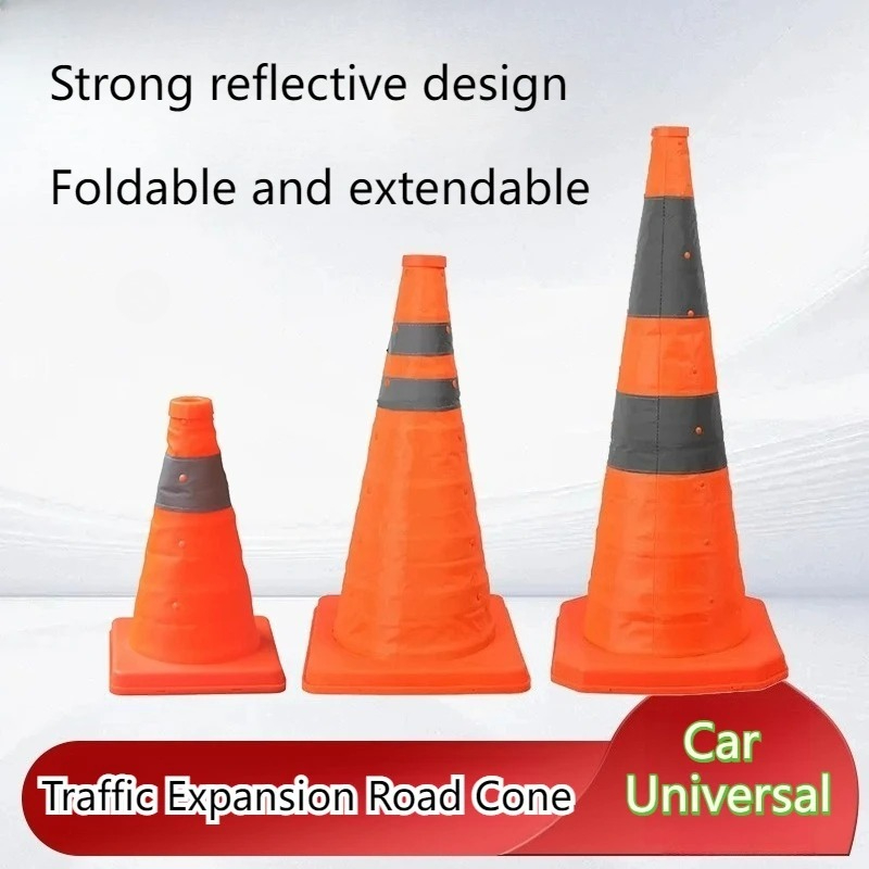 Road Traffic Cone - กรวยจราจรแบบพับได้สะท้อนแสงเพื่อความปลอดภัย ความสูง 30/45/70 ซม. กรวยจราจรแบบพับได้อเนกประสงค์ แถบสะท้อนแสง