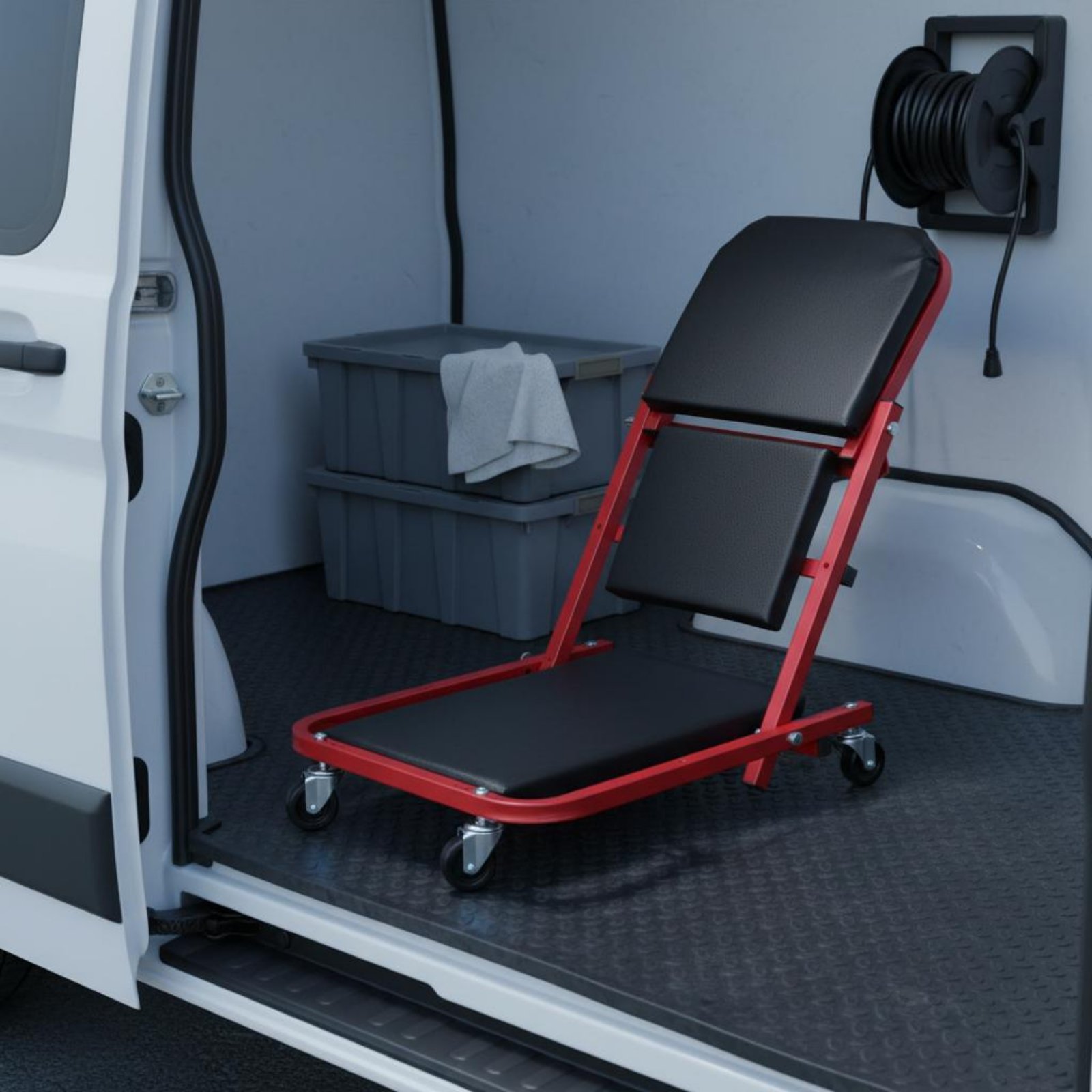 เก้าอี้ช่างแบบพับได้ 2-in-1 ปร - Heavy Equipment Garage บทวิจารณ์และราคา
